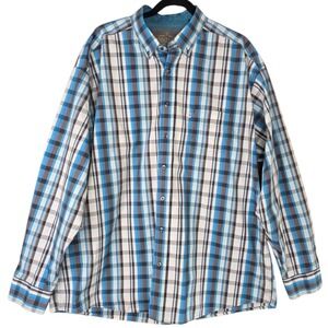 PANHANDLE Tuf Cooper‎ Performance Western Shirt Mens XL Blue Plaid Long Sleeve